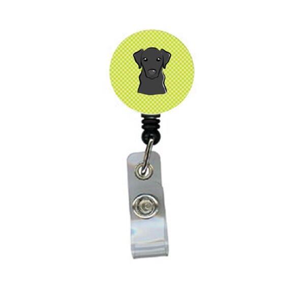 Teacher&Aposs Aid Checkerboard Lime Green Black Labrador Retractable Badge Reel TE2924938 - main